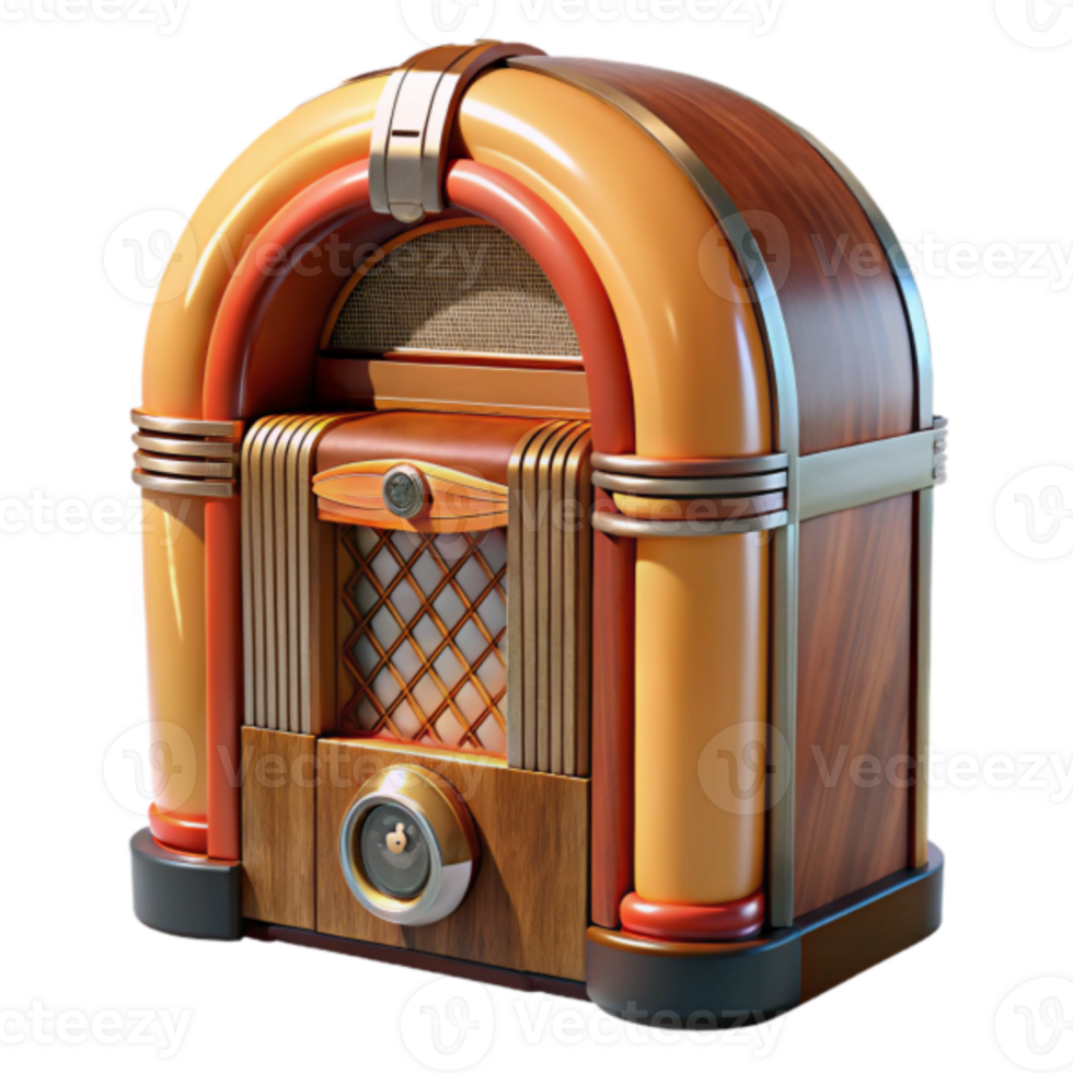 Vintage Jukebox Render Retro Music Player Illustration png
