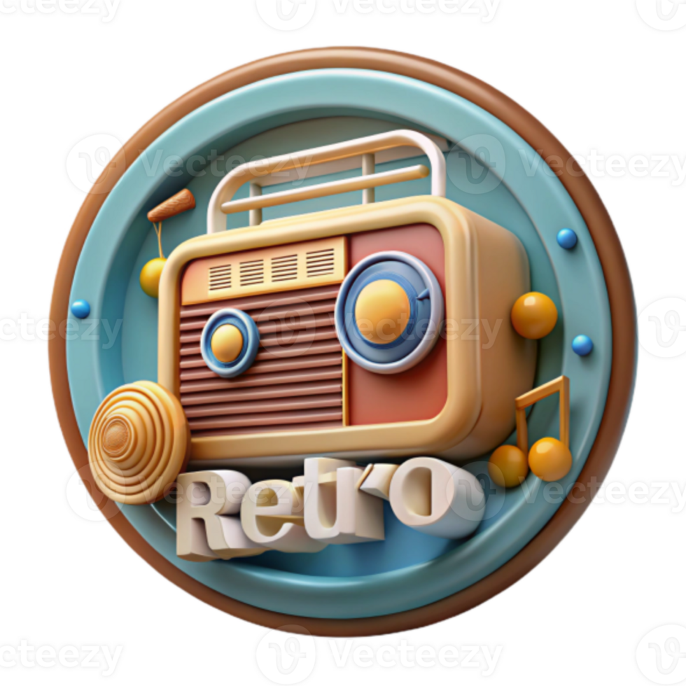 Retro Radio Illustration Vintage Style Music Audio Design png