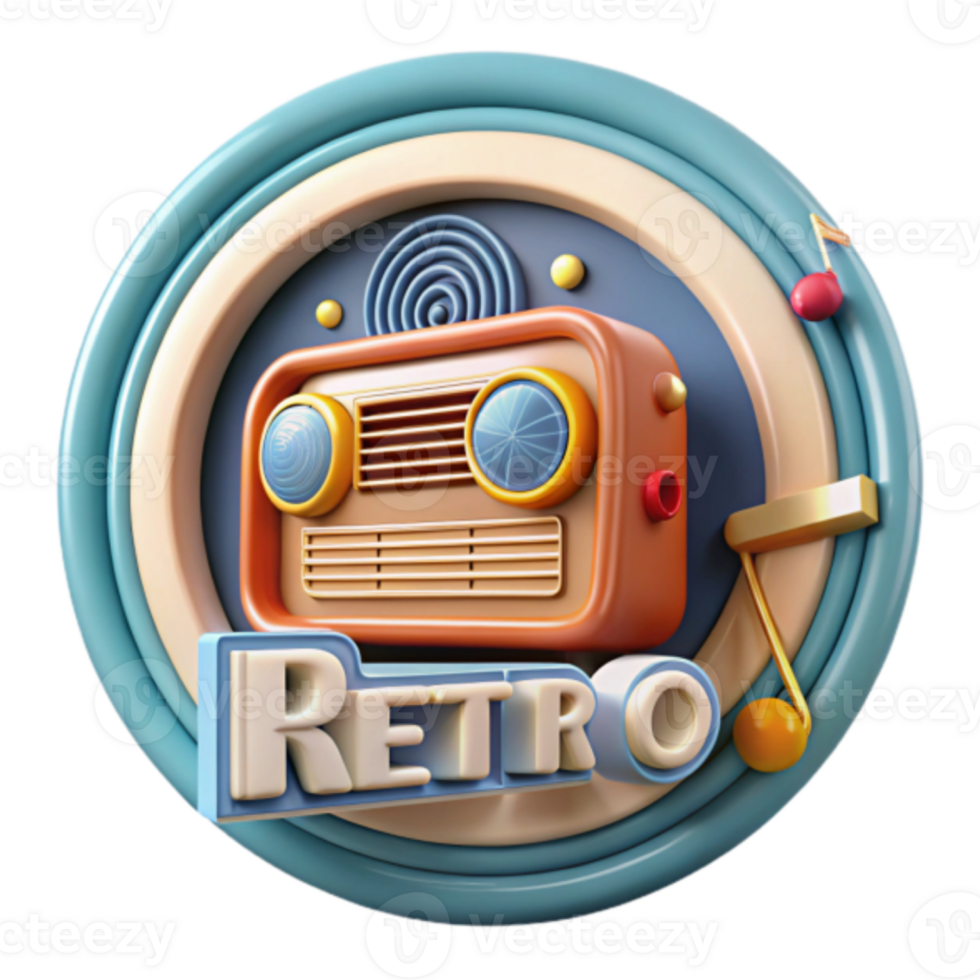 Retro Radio Illustration Design png