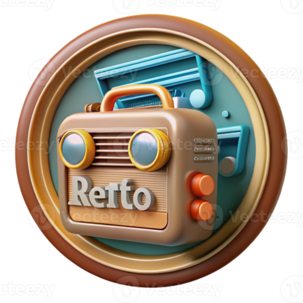 Retro Radio Illustration Music Design Element png
