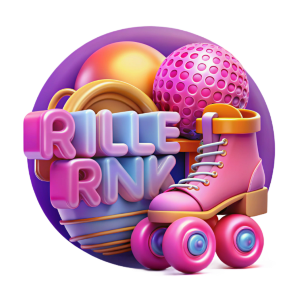 Roller Rink Fun Illustration Vibrant Retro Roller Skates and Geometric Shapes png
