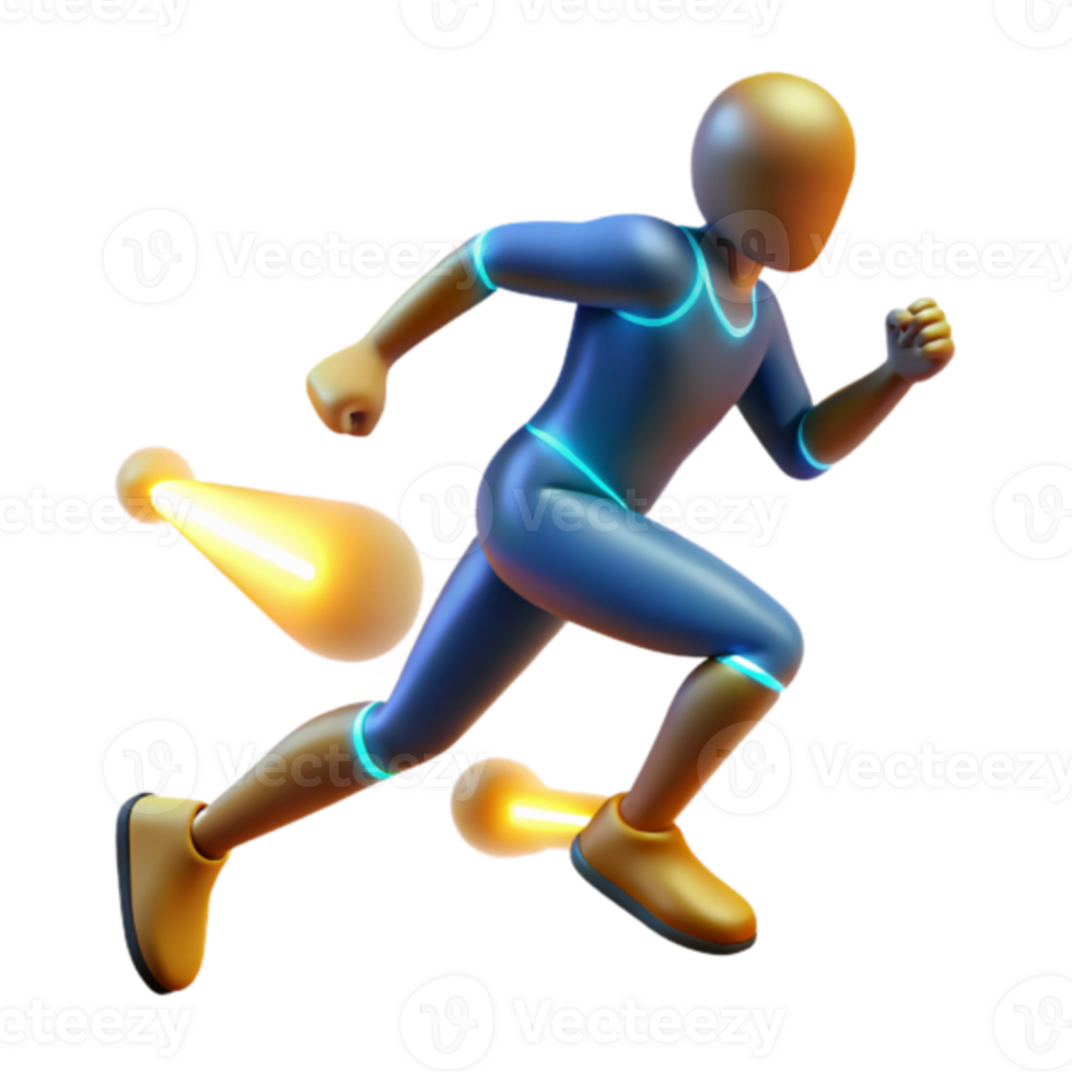 Render of Running Figure with Glowing Propulsion png