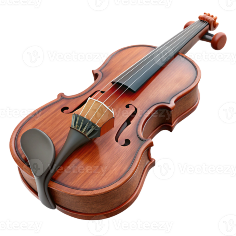 Render of a Polished Violin Musical Instrument png