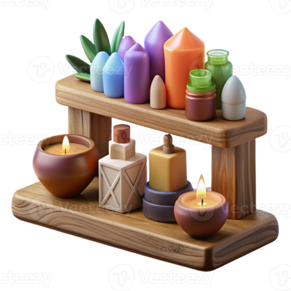Serene Spa Candles and Aromatic Bottles Illustration png