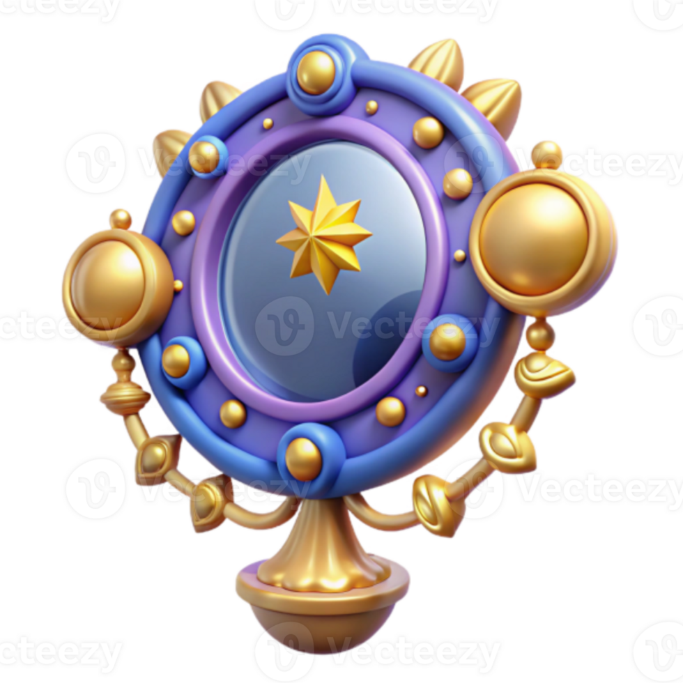 Render Celestial Orb Purple and Gold Mystical Mirror Illustration png