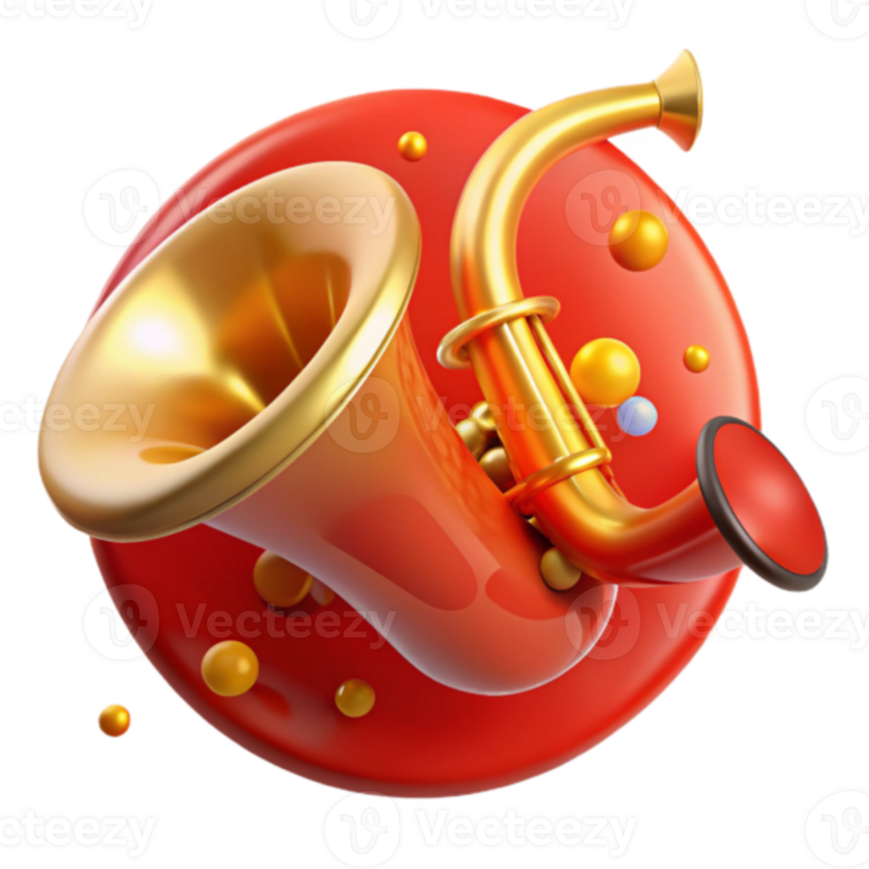 Red and Gold Saxophone Illustration Red Abstract Background png