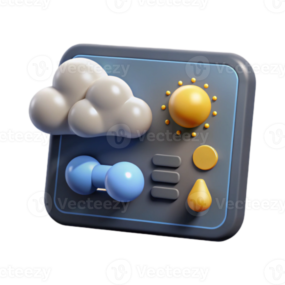 Render Cartoon Weather App Icon Sun Cloud Humidity png