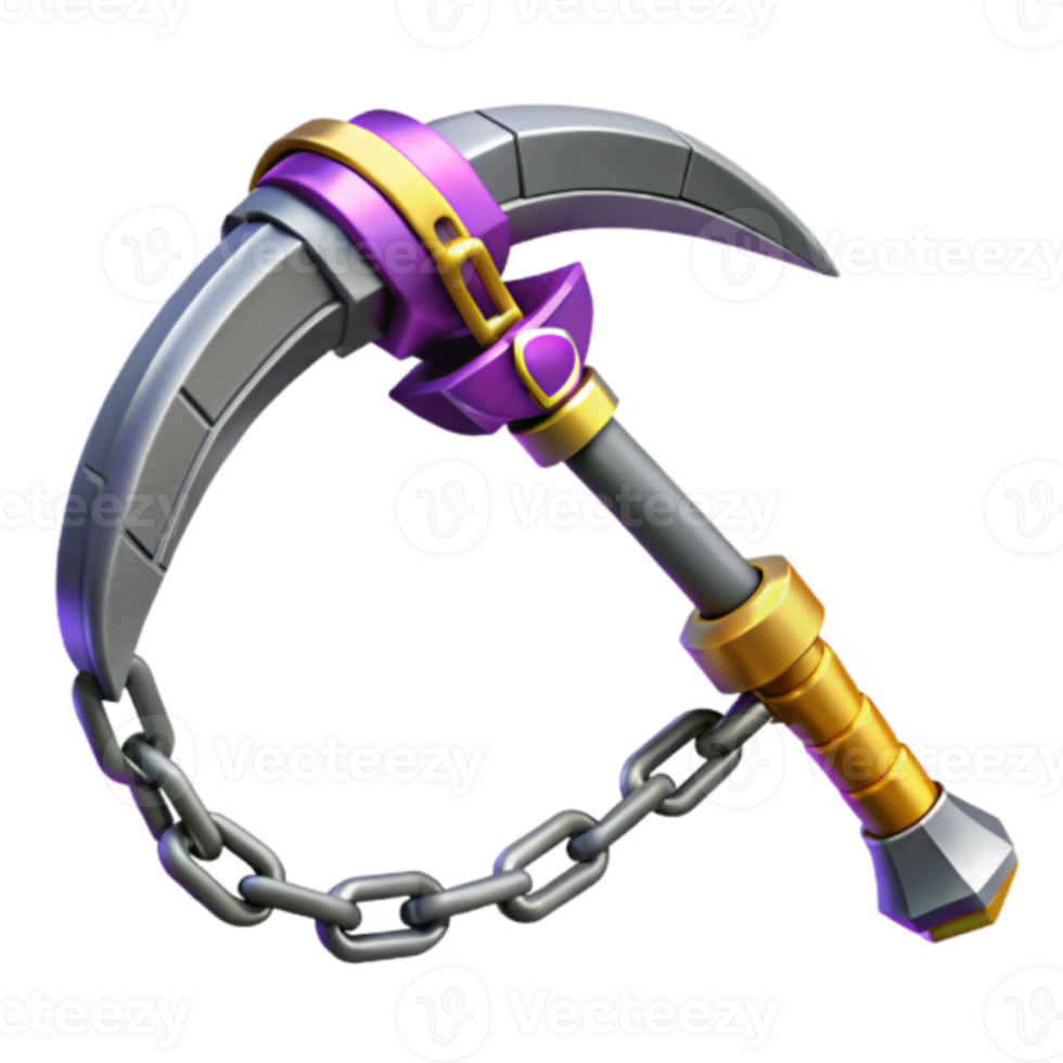 Render of a Fantasy Sickle Weapon with Chain png