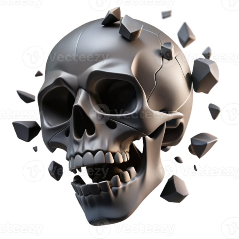 Render of Exploding Skull Graphic Resource png