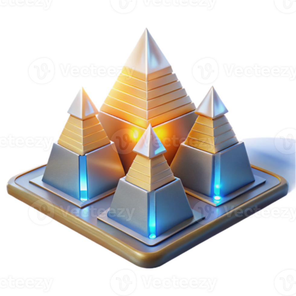 Golden Pyramids Illustration Futuristic Architecture Design png