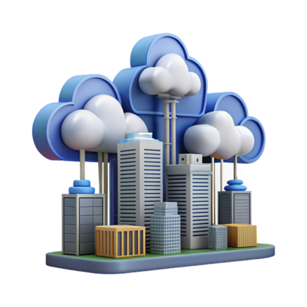 Illustration Cloud Cityscape Modern Buildings Digital Cloud Computing png