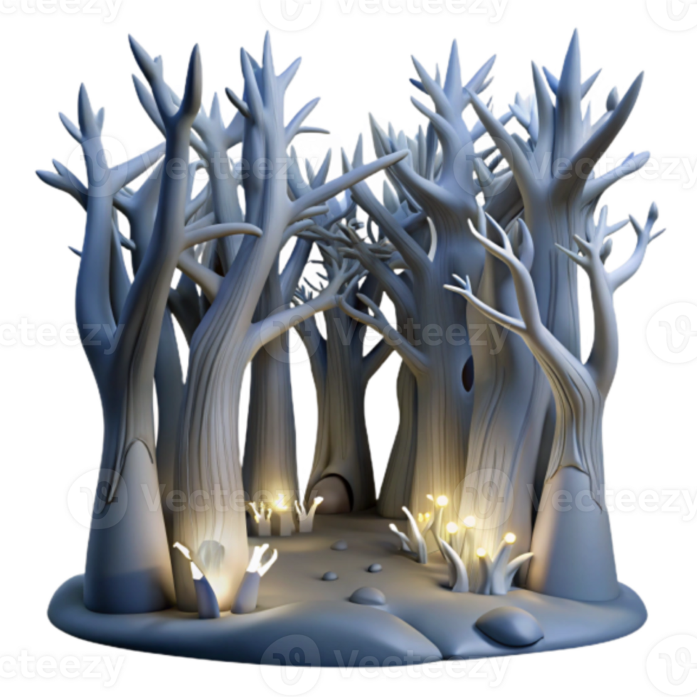 Enchanted Forest Illustration Glowing Trees Mystical Woods Digital Art Fantasy Setting png