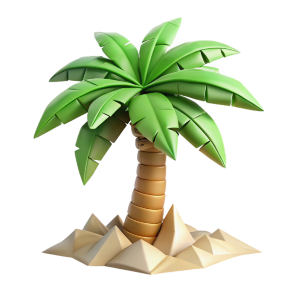 Stylized Render of a Palm Tree on Geometric Sand Illustration png