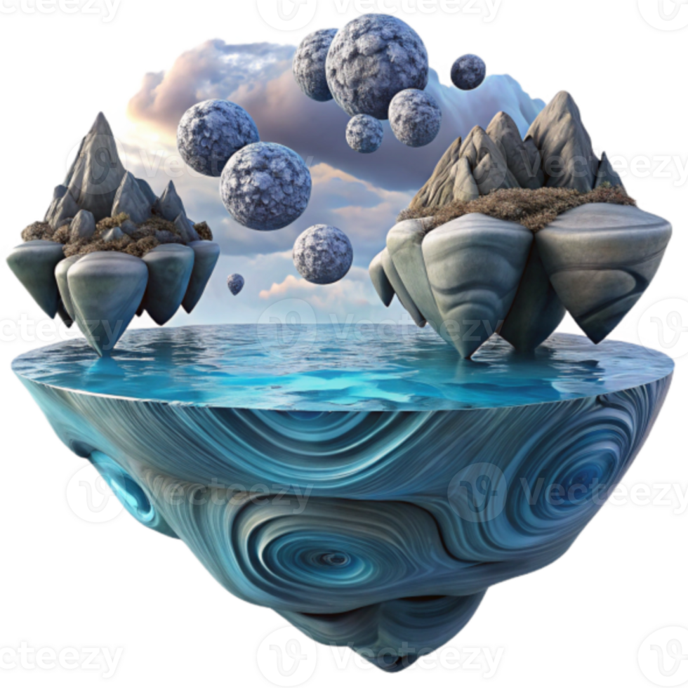 Surreal Render Floating Island Fantasy Landscape Art png