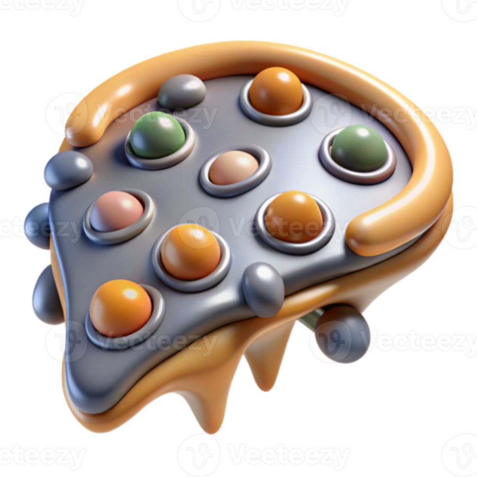 Render of Abstract Pizza Slice with Colorful Buttons png