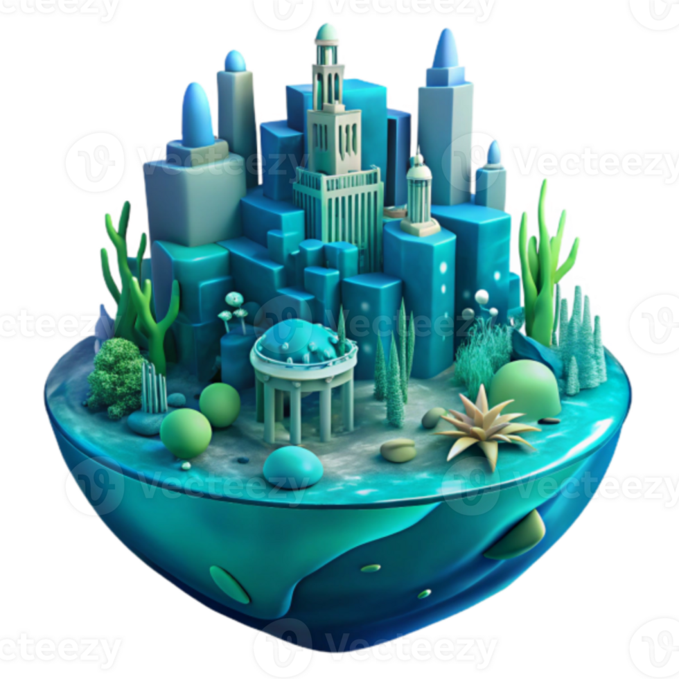 Submerged Metropolis Illustration An Underwater Cityscape on a Tiny Planet png