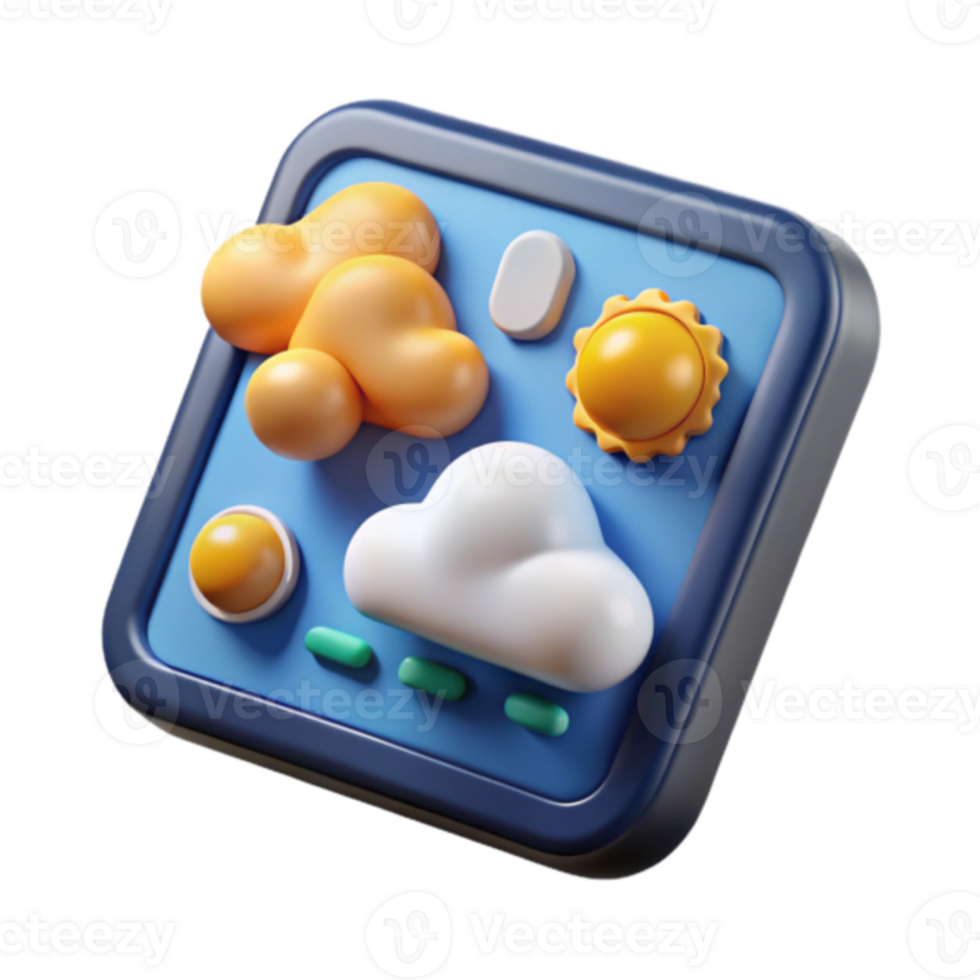 Render Sunny Day Weather App Icon Illustration png