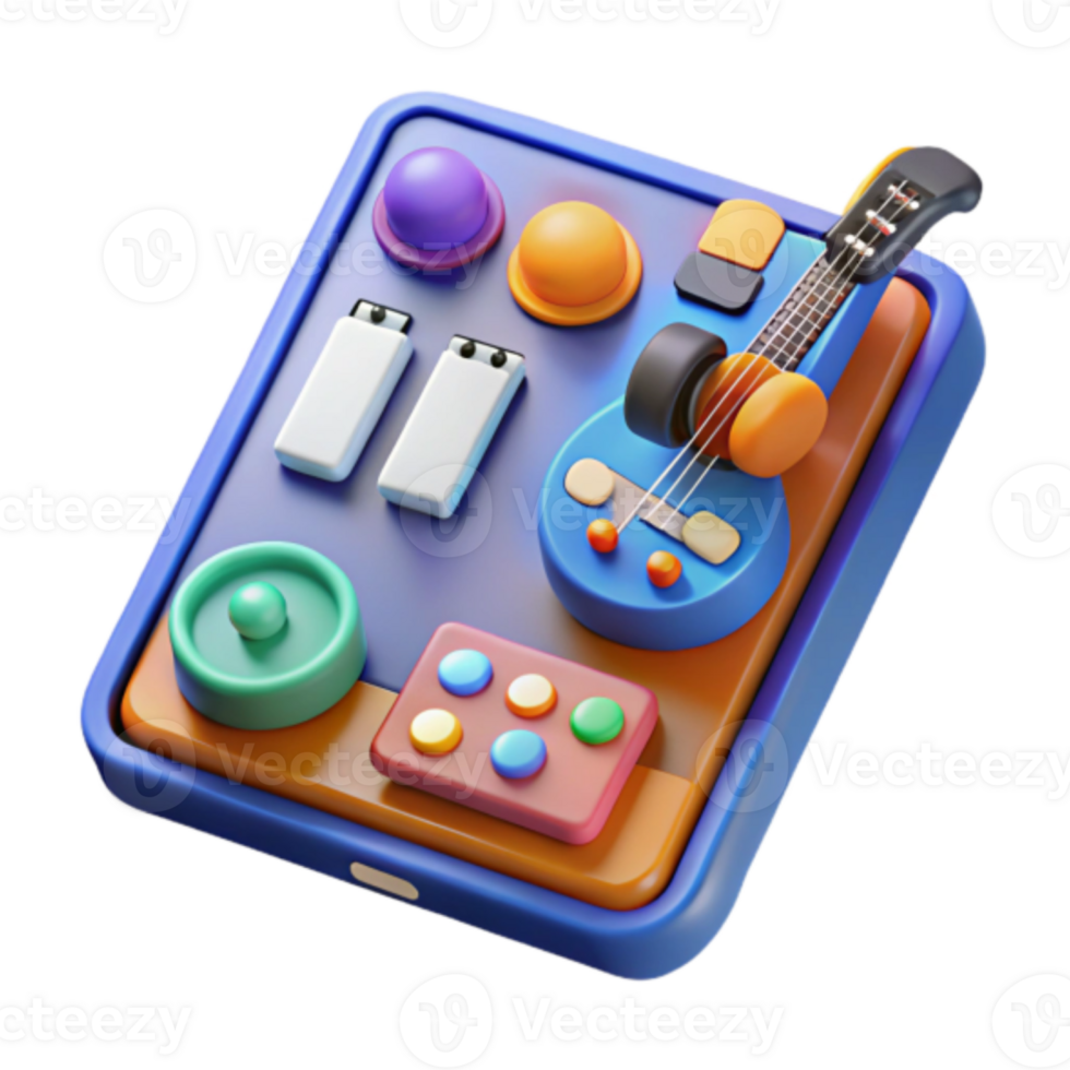 Vibrant Render of Musical Instrument Interface with Colorful Buttons and Controls png
