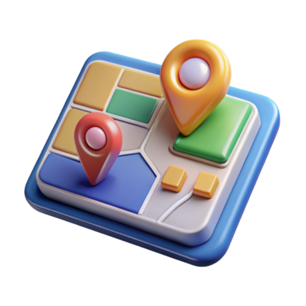 Colorful Map Illustration with Location Pins png