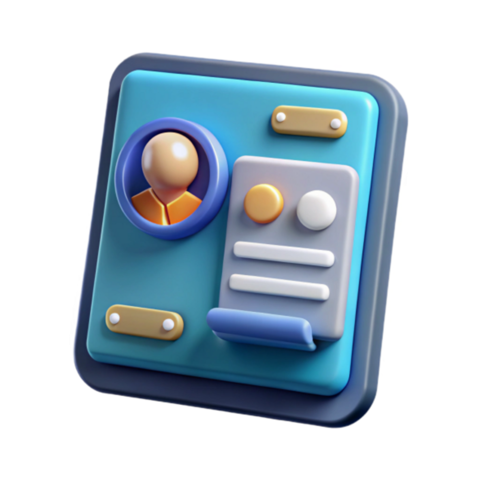 Render of a User Interface Profile Panel - Modern App Icon Design png