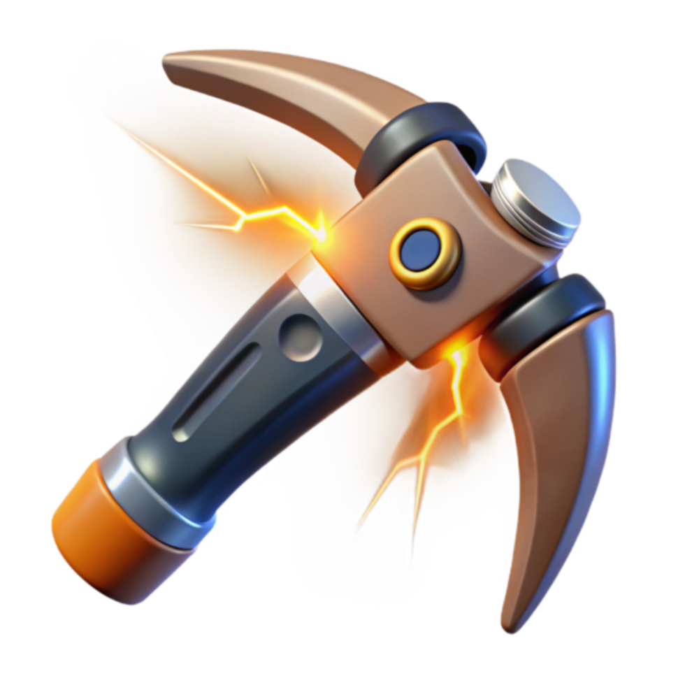 Render of Glowing Pickaxe Mining Tool png