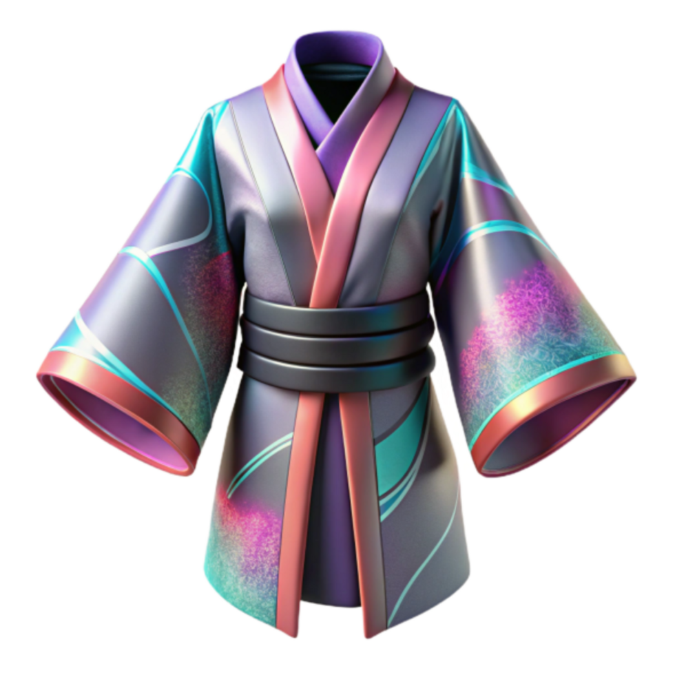Render Kimono Vibrant Iridescent Abstract Garment Design png
