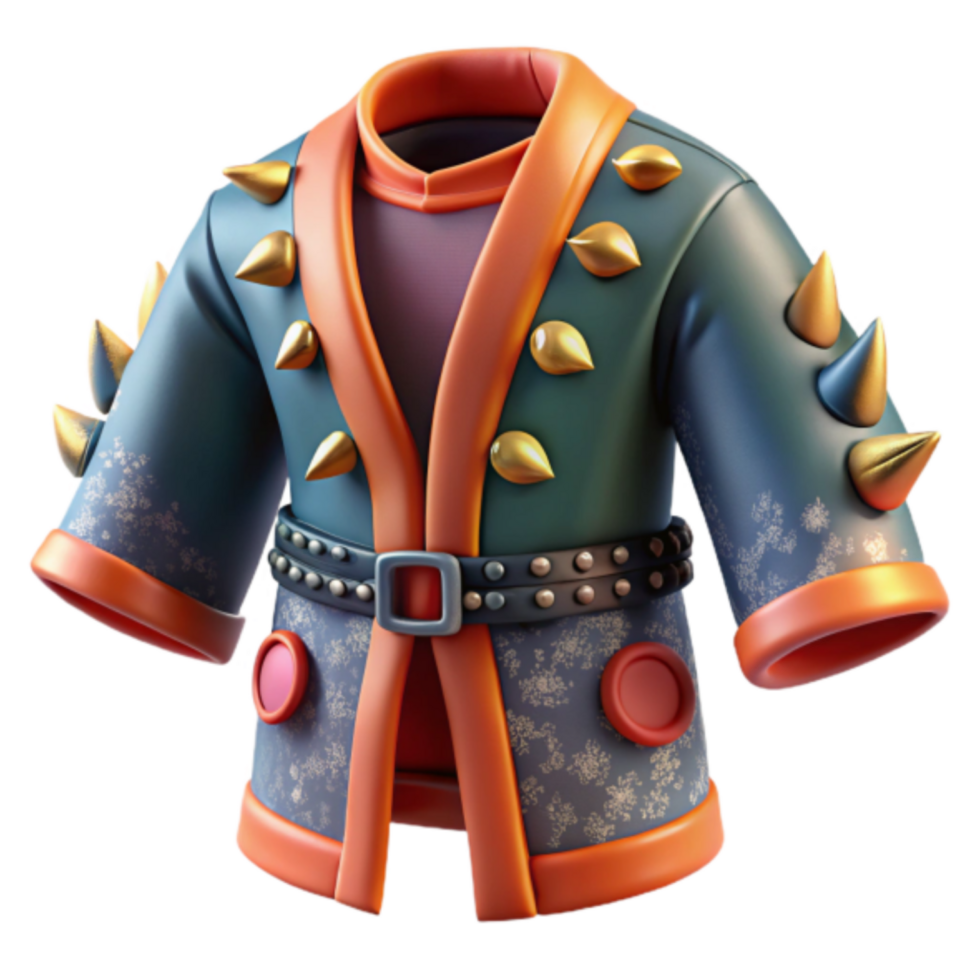 Spiked Fantasy Robe Render A Digital Illustration of a Stylish, Spiky, and Detailed Robe png