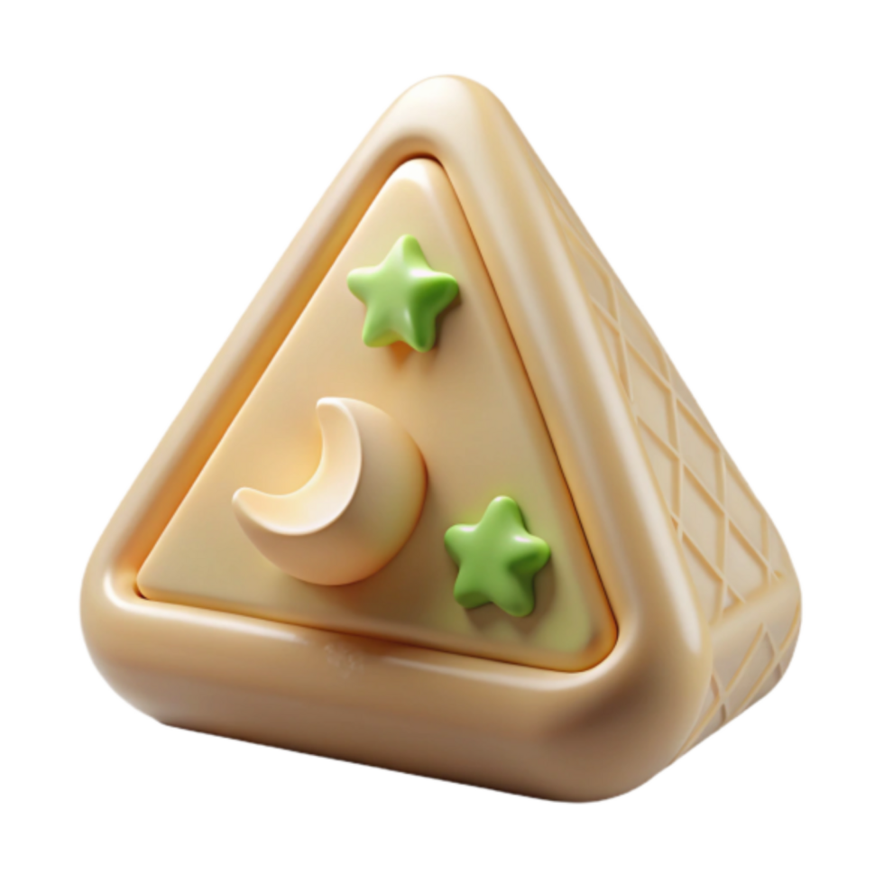 Render of a Triangular Nighttime Icon with Moon and Stars png