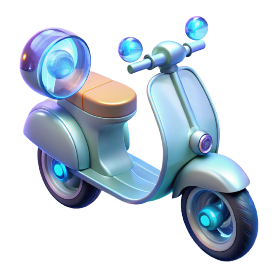 Render of a Retro Scooter with Futuristic Elements png