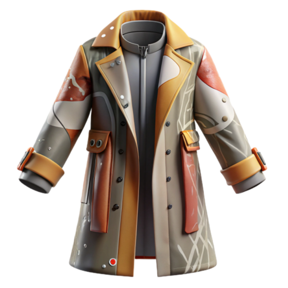 Stylish Autumn Render of Multicolored Patchwork Coat png