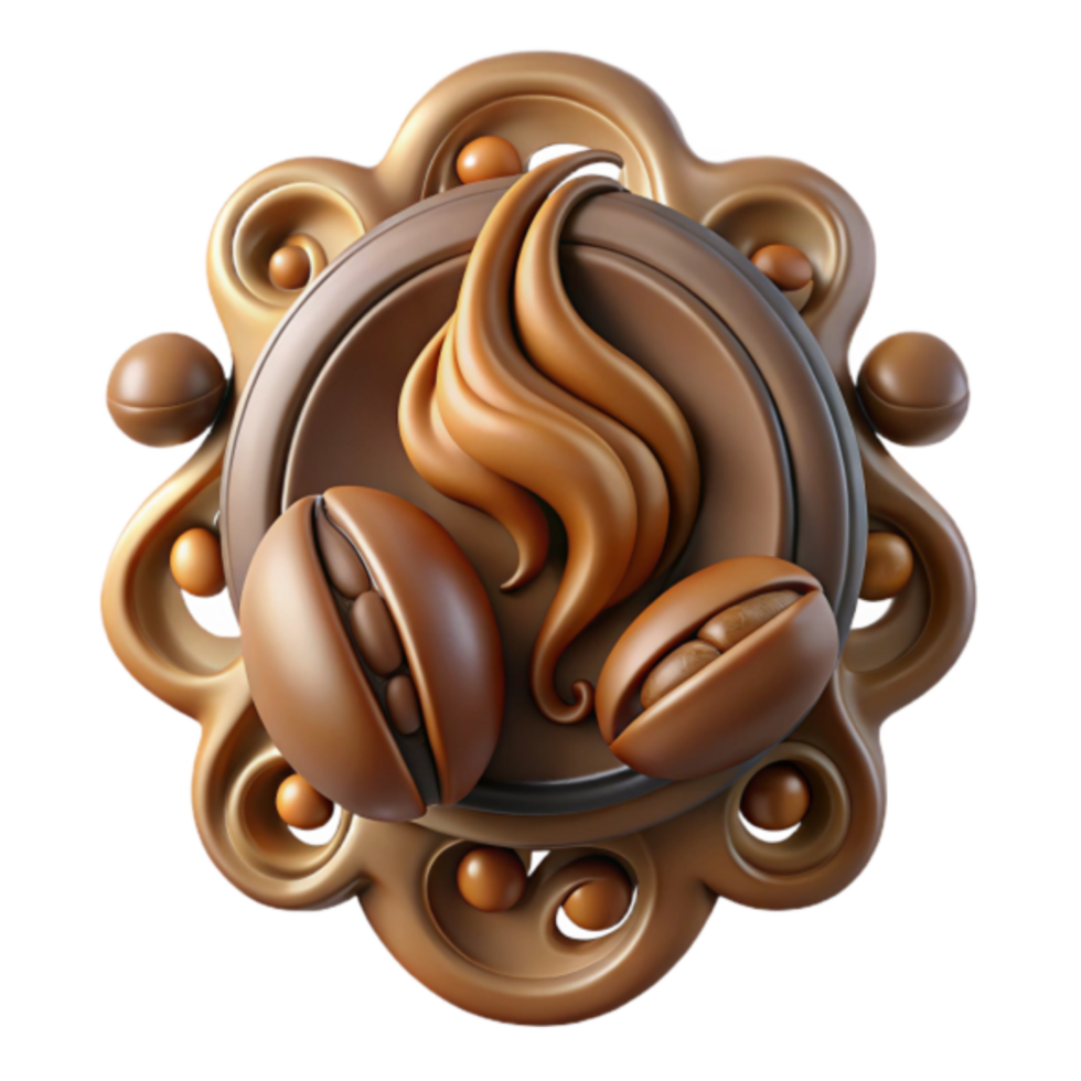 Render of Coffee Beans and Swirls Abstract Background Image png