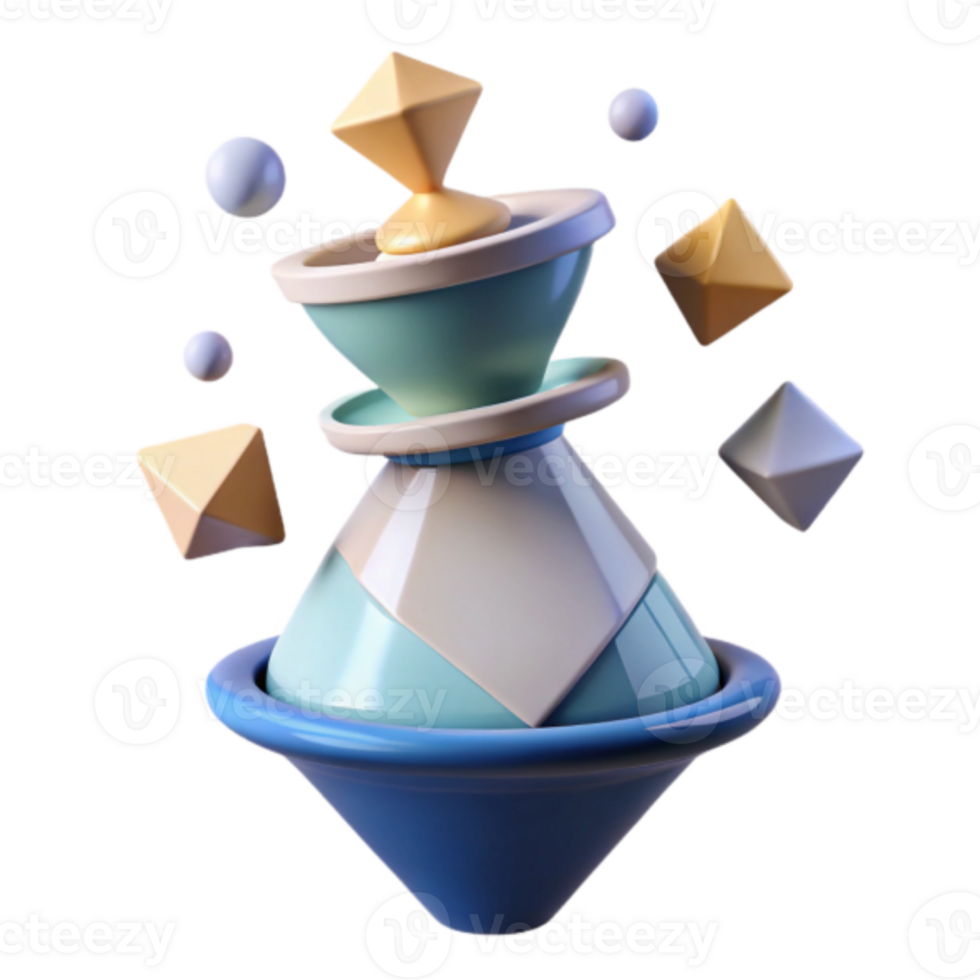 Abstract Render Pastel Geometric Shapes Floating Design png