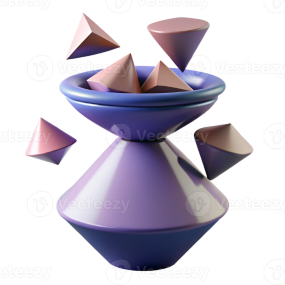 Abstract Render of Geometric Shapes in Purple Hourglass png