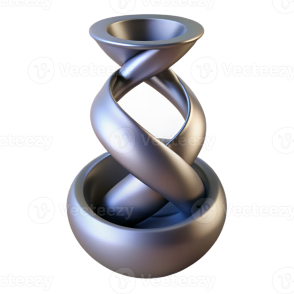 Abstract Twisted Vase Render, Silver Metallic, Modern Design, Elegant Curves, Smooth Surface, Intricate Knot, Concentric Forms, Minimalist Sculpture, Geometric Art, Illustration, Digital Art png