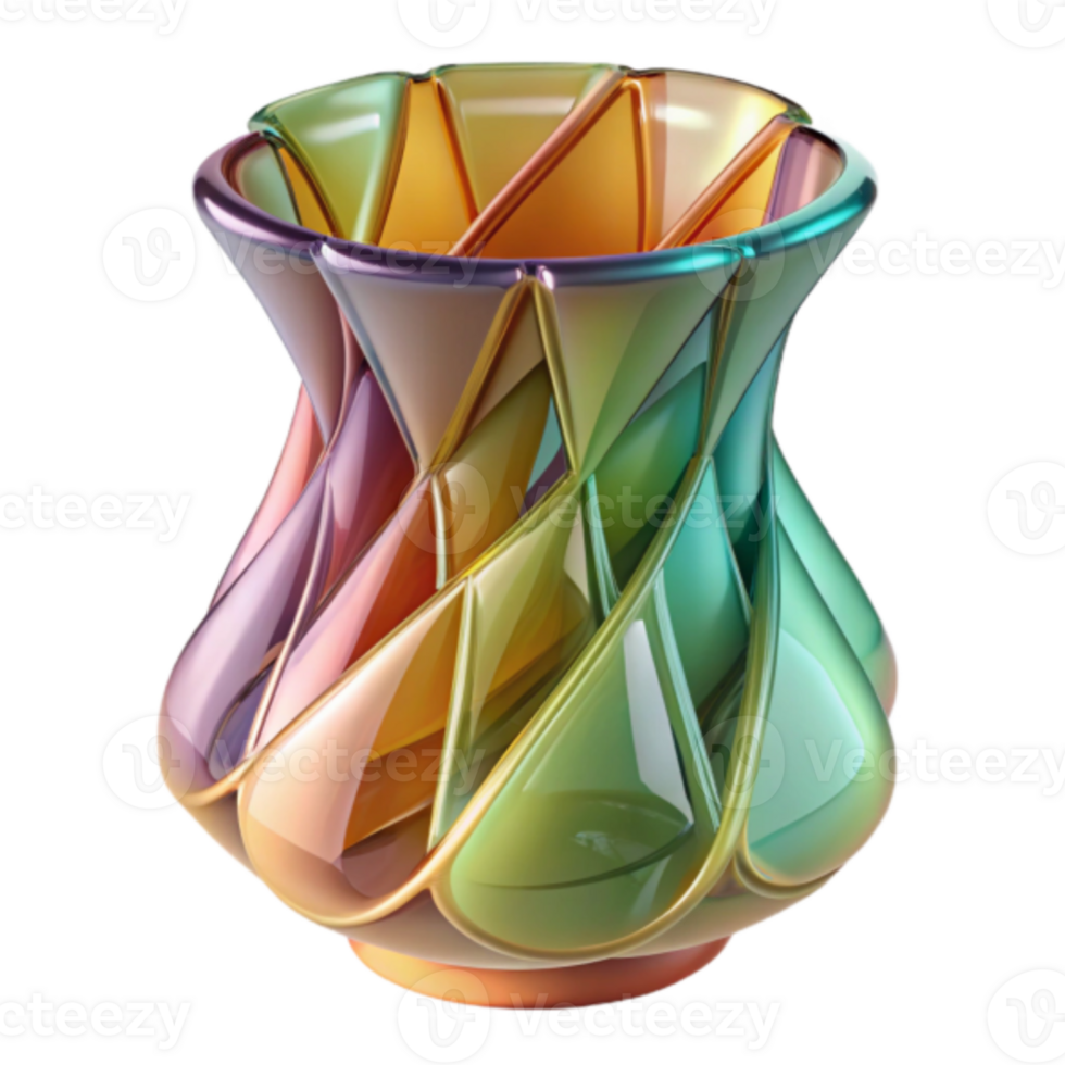 Abstract Render of a Colorful Glass Vase, Iridescent Glassware Design png