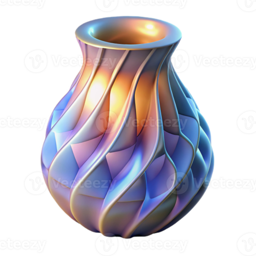 Render of Intricate Swirling Vase Design, Abstract Decorative Object, Digital Art Illustration png