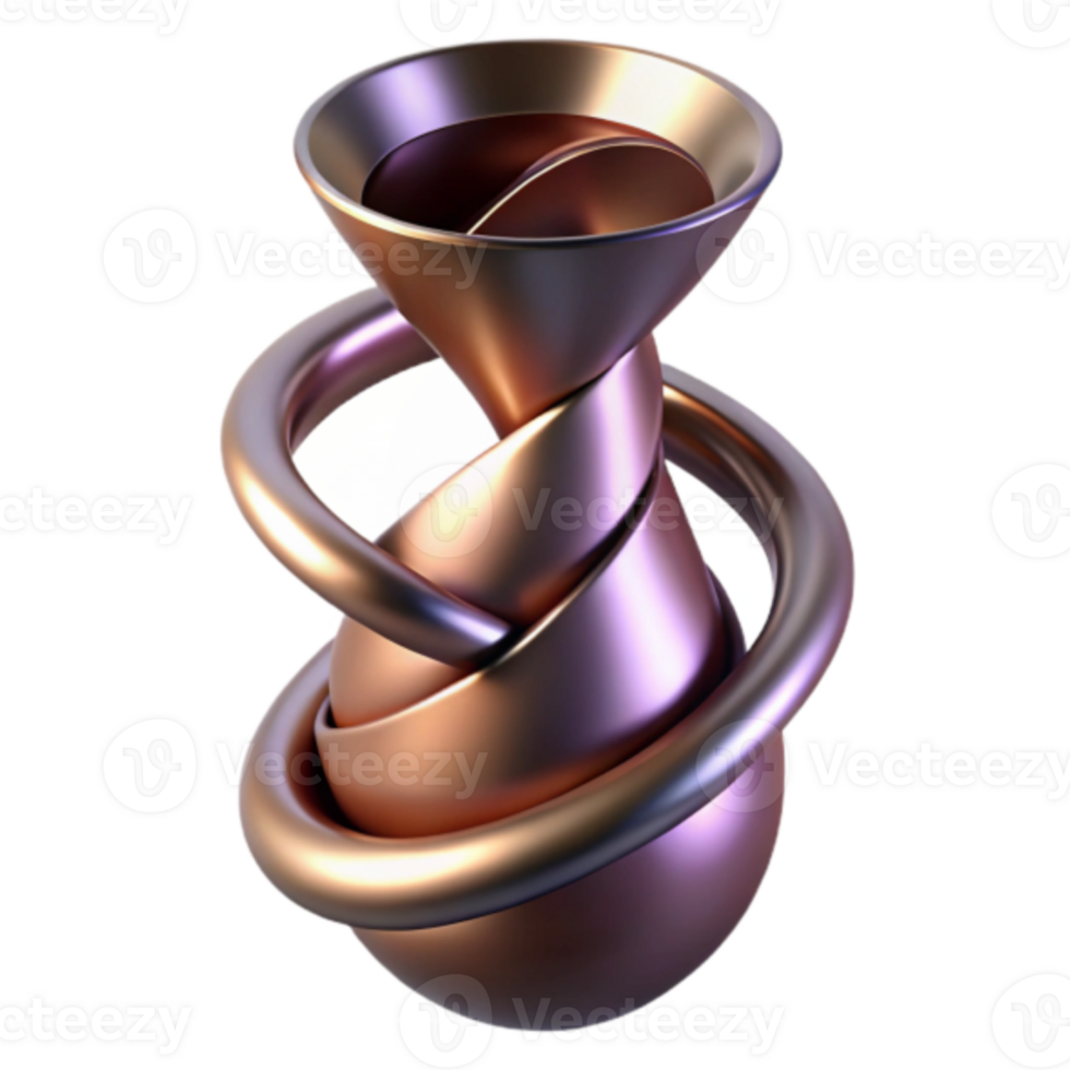 Abstract Render Rose Gold Intertwined Rings and Vase Illustration png