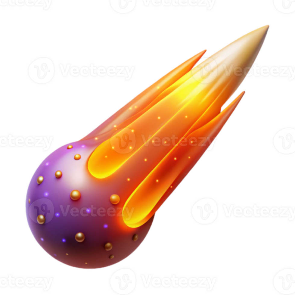 Fiery Meteoroid Illustration, Cosmic Object with Glowing Trail png