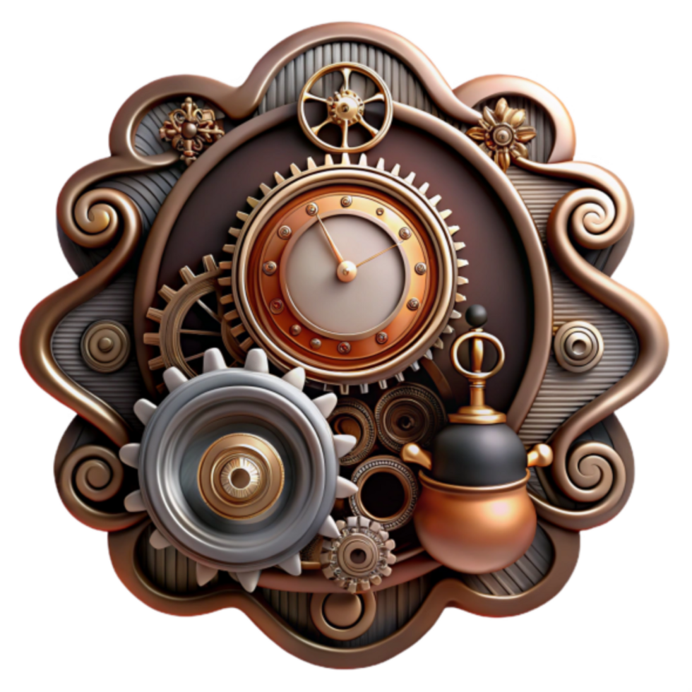 Steampunk Clockwork Gears and Cogs Illustration png