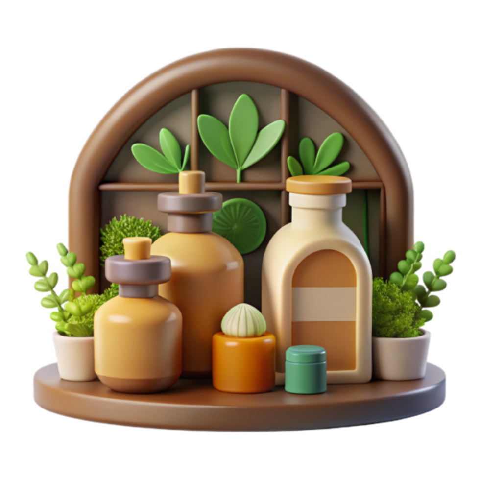 Render of Spa Products with Plants png