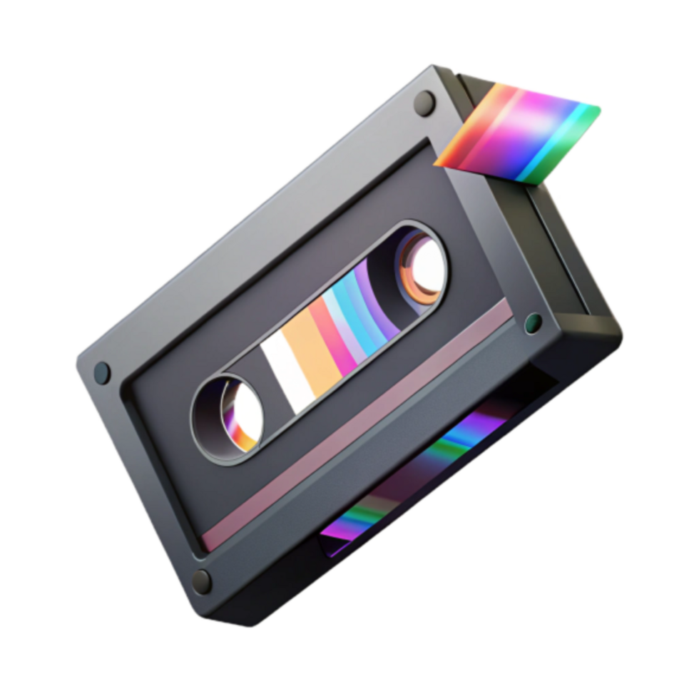Retro Cassette Tape 3D Illustration Rainbow Design png