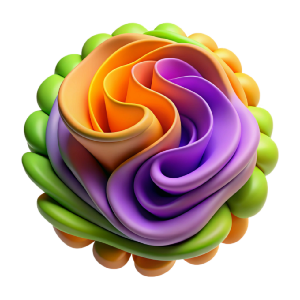 Abstract 3D Render of Colorful Swirling Petals png