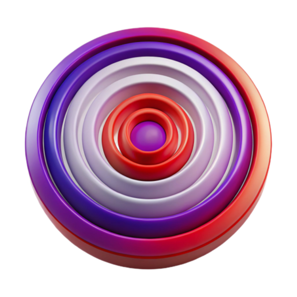 Abstract 3D Render of Concentric Circles in Red Purple and White png