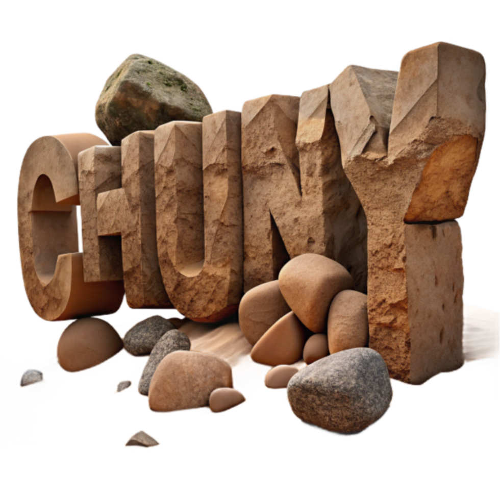 3D Stone Textured Word CHUNKY, Rocks and Sand Background Illustration png
