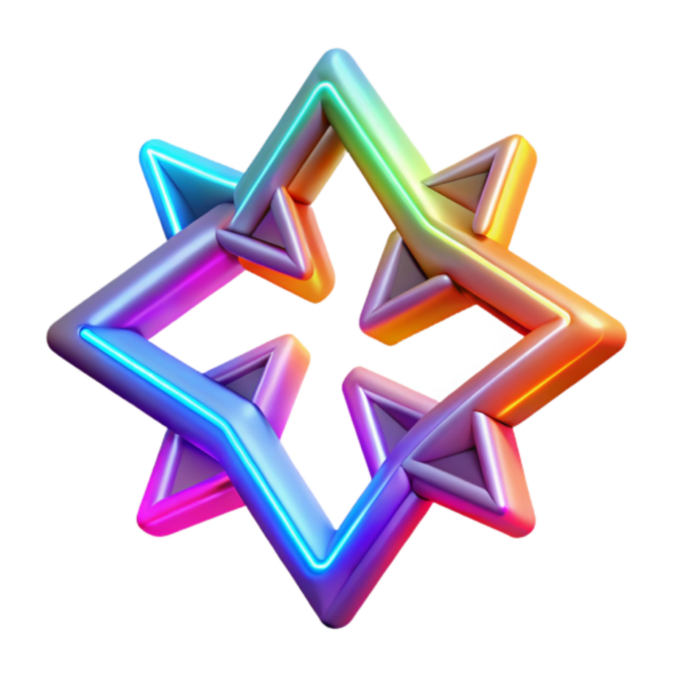Rainbow 3D Abstract Starburst Graphic Design Element png