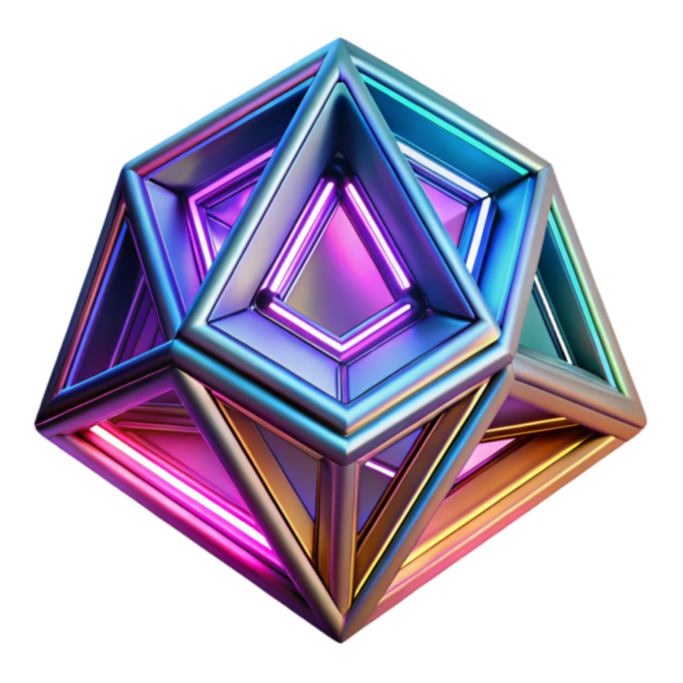 3D Render of a Colorful Geometric Prism Abstract Background png