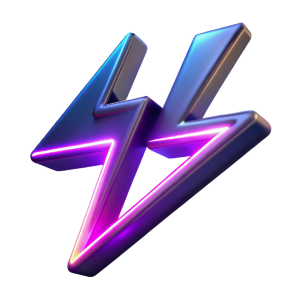 Neon Lightning Bolts 3D Render Abstract Background Image png