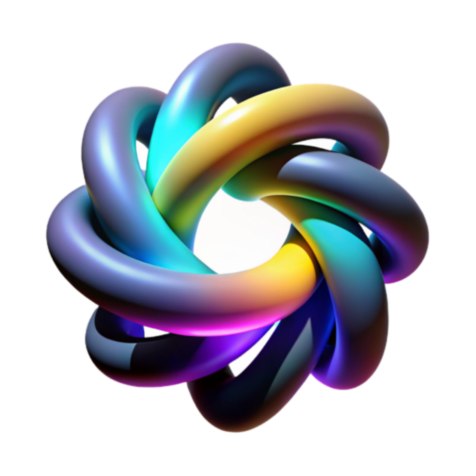 Abstract 3D Render of Intertwined Colorful Loops, Dynamic Design Element png