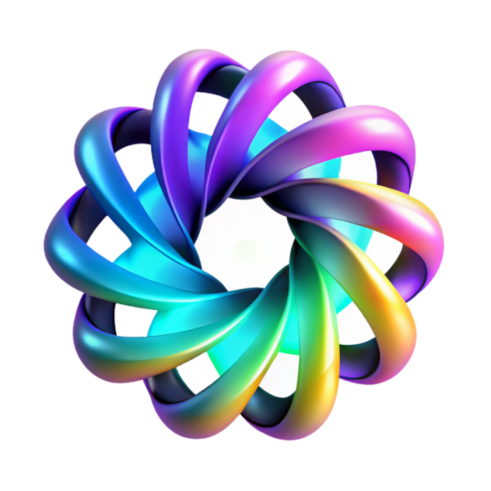 Vibrant Rainbow 3D Abstract Swirl Design Graphic Resource png