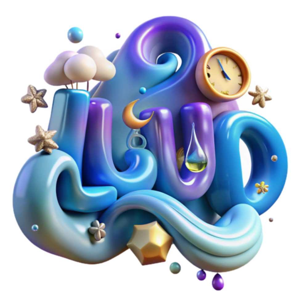 3D Render Dreamy Cloud Typography Illustration png